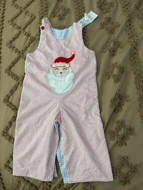 Santa Appliqué Red Gingham Baby Romper